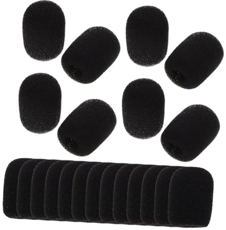 Didiseaon 20 Stück Mikrofon Windschutz Langlebige Winddichte Mikrofonabdeckung für Headset Mikrofone Praktischer Schutz vor Spucke und Windgeräuschen Schwarze Mikrofonschutzbezüge