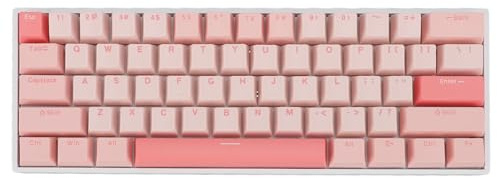 CFTGIW Teclado Mecánico Cableado 61 Teclas Red Switch RGB Múltiples Efectos de Luz USB C Teclado del Juego Características del Juego Capilizado Capado RGB Mecánico Wired