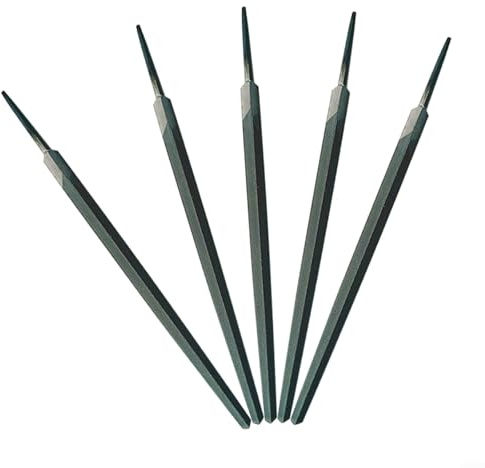 Juego de 5 limas triangulares de acero de 8 pulgadas para corte fino y alisado de carpintería y metal, ideal para talleres y proyectos de bricolaje