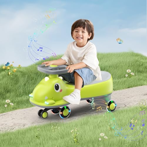 Rutschauto für Kinder, 360° Lenkrad Baby Elektroauto mit Musik & Blinkrädern Kleinkind Schiebeauto 360° Lenkrad Push Car mit Musik & Blinkrädern Rutschauto mit Sicherheitssitz & Kippschutz