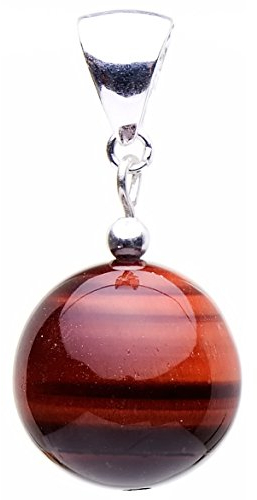 Anhänger aus rotem Tigerauge & 925 Silber rot-braun glatt Kugel Halsschmuck Damen