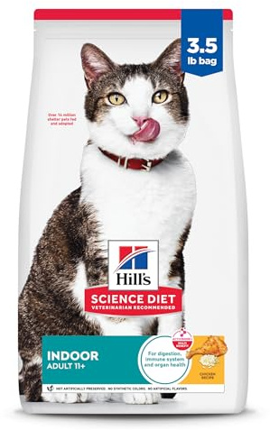 Hill's Science Diet Senior 11+ Indoor Dry Cat Food, Chicken, 3.5 lb. Bag