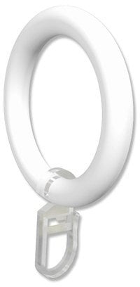 Interdeco Gardinenstangen Ringe mit Faltenhaken/Gardinenringe in Weiß/Kunststoff für 28 mm Ø (10 Stück)