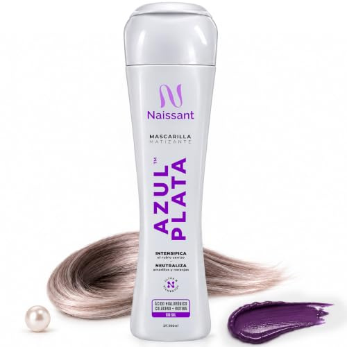 Naissant Silver Ash Blonde Hair Blue Toning Mask | Ultra High-Purity Blue Pigments | Neutralizes Orange & Brassy Tones | Hyaluronic Acid, Collagen & Biotin | Paraben, Ammonia &Sulfate Free |10.1 Fl.Oz