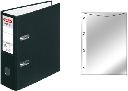 Herlitz Ordner + 50 Prospekthüllen / DIN A5 / 80mm breit / Farbe: schwarz