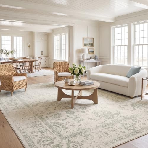 Safavieh Teppich 274 x 366 cm - Adirondack Collection - Extragroß - Transitional Design, Elfenbein & Salbei, Pflegeleichte Synthetikmischung, Ideal für Wohnzimmer, Schlafzimmer, Büro