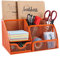 EasyPAG 7 Fächer Metall Schreibtisch Organizer Stiftehalter Stiftköcher Vielseitig Utensilienschalen Büro Organisation Zubehör Ablage mit Schublade,Orange