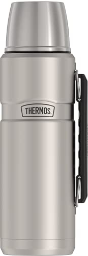 Thermos King 64 oz botella de bebidas aislada al vacío con asa, acero inoxidable, 64 onzas