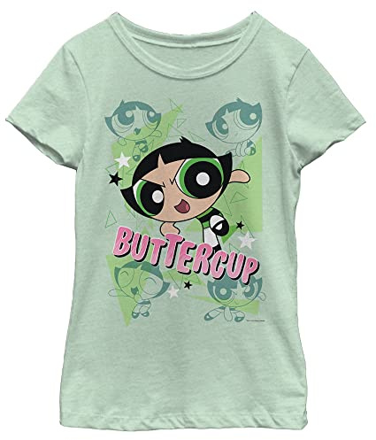 THe Powerpuff Girls Girl's Buttercup Moves T-Shirt, Mint, Medium