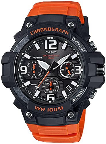 Casio Men's 'Heavy Duty Chronograph' Quartz Stainless Steel and Resin Casual Watch, Color:Orange (Model: MCW100H-4AV)