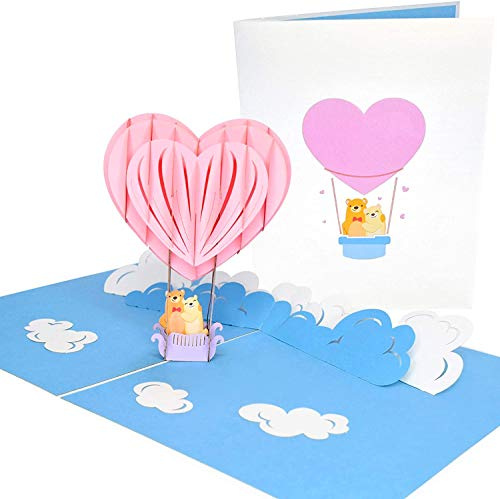 PopLife Heißluftballon & Himmel 3D-Pop-Up-Grußkarte für alle Anlässe - Reisende, Eltern, Abenteuerliebhaber - Flach gefaltet für Mailing - Geburtstag, Babyparty, Abschluß, Ruhestand, Jahrestag