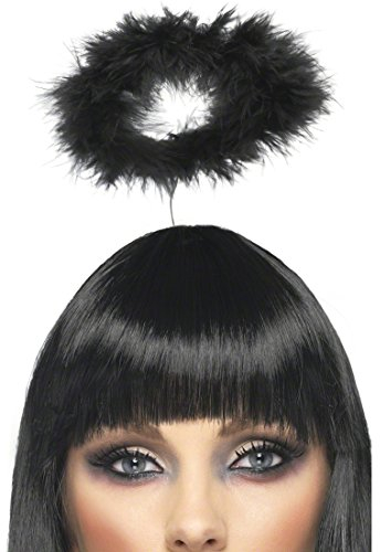 Amakando Kopfschmuck Engel Schwarzer Heiligenschein Engel Haarreif schwarz Engel Accessoire Kostüm Zubehör