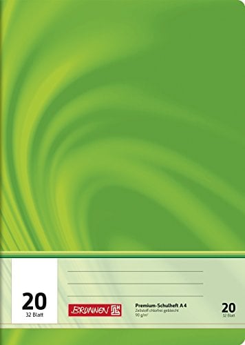 BRUNNEN Schulheft Premium Vivendi | A4, Lineatur 20, 32 Blatt, grün