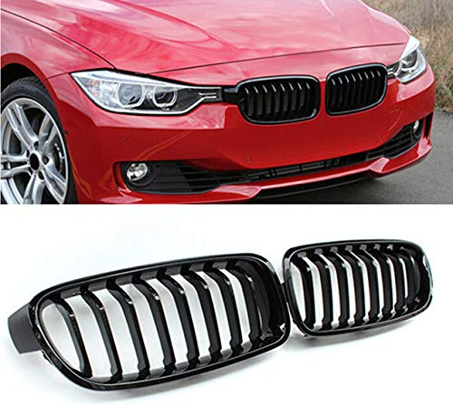 1023184 Nieren Kühlergrill SATZ 2x Zubehör Sport Frontgrill Modified Grill Niere Singlesteg Schwarz Glanz Rand ABS-Kunststoff X-Parts für 3er F30 F31 Limo Touring