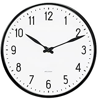Arne Jacobsen Wanduhr Ø21 cm Station Stilvolles Design aus Aluminium, weiss