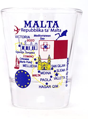 Malta serie EU - Bicchieri da shot con icone e punti di riferimento