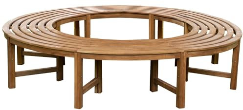 CLP Baumbank Nila aus massivem Teakholz I Gartenbank mit bis zu sechs Sitzplätzen I Naturbelassene Holzbank ohne Rückenlehne, Farbe:braun