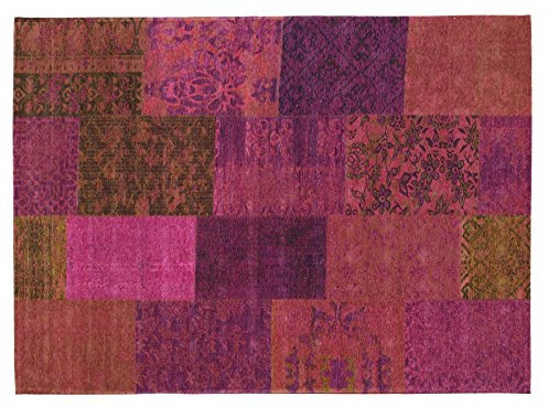 DALLIANCE ALLOVER Vintage Patchwork Velour Teppich in lila, Größe: 250x300 cm