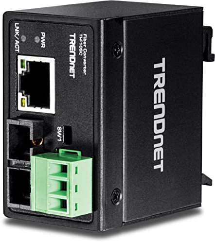 TRENDnet, TI-F10SC, Gehärteter industrieller 100Base-FX Multi-Modus SC Glasfaser-Konverter (2 km, 1,2 Meilen), IP40-Gehäuse