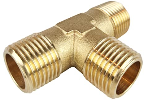 Fittingstore - T-Stück mit Außengewinde Messing-/vernickelt Fittings (R 1, Messing)
