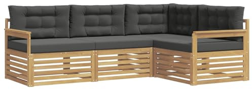 vidaXL Outdoor-Sofagarnitur 5 pcs Weiß und Anthrazit Polyester, Patio Lounge, modernes Outdoor-Sofa, wetterbeständige Eckbank, robuster Gartenmöbel, Bequeme Terrassenbestuhlung