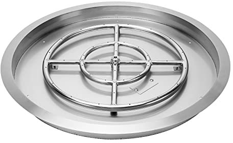 Stanbroil Braciere rotondo da 89 cm per propano e gas naturale, inserto per braciere a goccia in acciaio inossidabile 304, per tavolo fai da te, patio esterno, BTU 296.000 Max