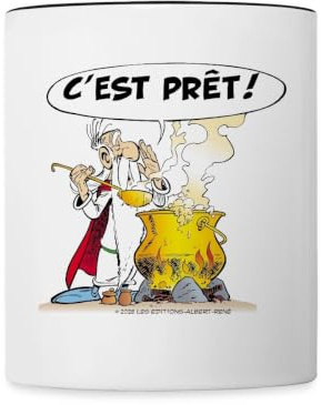 Spreadshirt Astérix & Obélix Panoramix Prépare Potion Magique Mug Bicolore, taille unique, blanc/noir