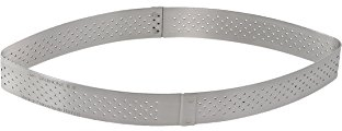 PERFORATED TART RING, Calisson, in Stainless Steel, 0.75-Inch high L. 7-Inch