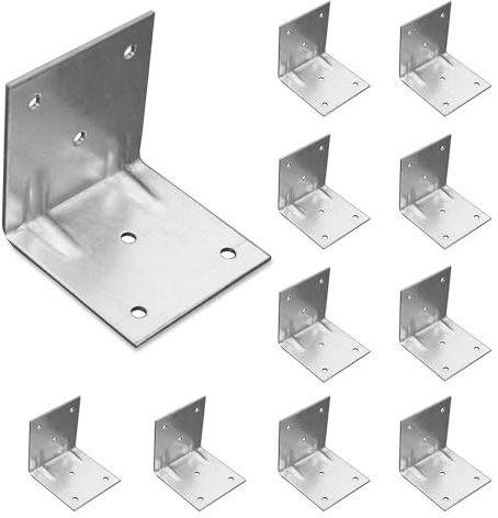 OMIDEAS 10 x Staffe Angolari (60 x 60 x 60) Squadretta giunzione, Piastra Staffa angolare a 90 gradi, Connettore di fissaggio per mobili in legno, zincato argento