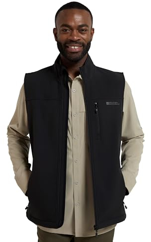 Mountain Warehouse Grasmere Mens Gilet - Lightweight Body Warmer, Water Resistant Jacket, Breathable Running Vest, Pockets - For Spring Summer, Cycling & Hiking Black 2XL