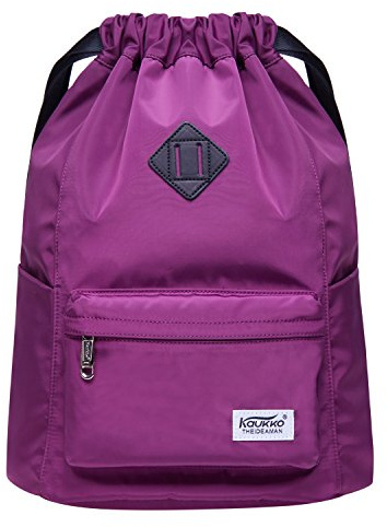 KAUKKO Kordelzug Turnbeutel mit Innentasche Sack Schultasche Sportrucksack Gym Bag