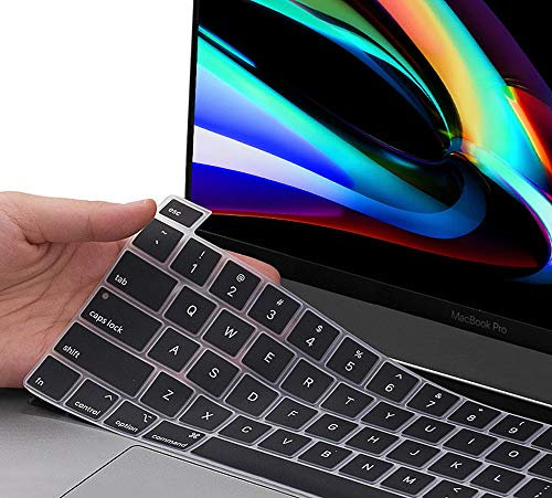 Funda de teclado ultrafina para MacBook Pro 2024-2020 de 13 pulgadas modelo A2338 M2 M1 A2289 A2251 con Touch Bar y Touch ID, MacBook Pro 16 A2141 2020 2019 Funda de teclado de silicona, color negro