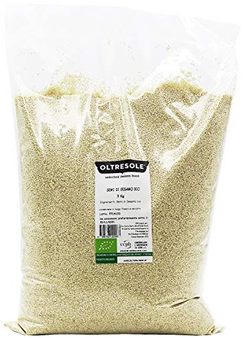 Oltresole, Semi di Sesamo Biologici 3 Kg, Semi Oleosi Bio Crudi, Sesamo Bianco al Naturale Decorticato, Non Tostato, Fonte di Calcio e Ferro, Formato Convenienza