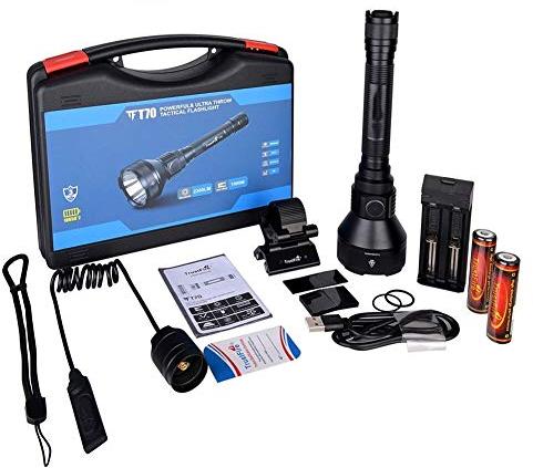 Juego de linterna Trustfire T70, 2300 lm LED recargable linterna eléctrica superpotente IPX8 kit completo impermeable para exteriores, camping, escalada (color de emisión: traje con batería)
