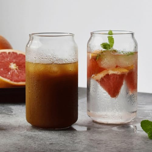 Transparent can Shaped Glass Cup for Beer, Juice, and Water - Glass Mug for Home Use (301-400Ml)