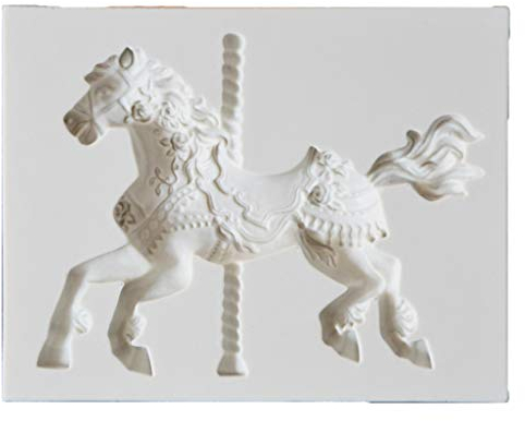 Stampo in silicone a forma di cavallo di carosello, per torte, cupcake, glassa, cioccolato, decorazione