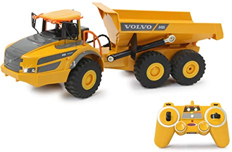JAMARA 405056 Volvo A40G 1:20 2,4 GHz - Dirección Fiel a la torcedura, inclinación hacia Arriba y Abajo, Sonido Realista del Motor (desconectable), Modo de demostración, 2 Ruedas, Modo de Espera