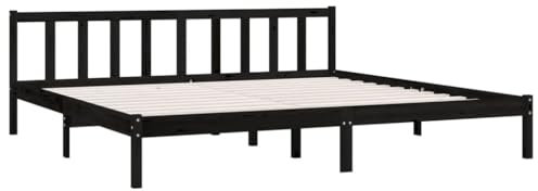 vidaXL Kiefer Massivholzbett Bettgestell Bett Holzbett Doppelbett Futonbett Bettrahmen Schlafzimmerbett Schlafzimmermöbel Schwarz 200x200cm