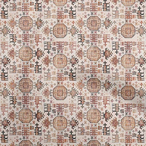 oneOone Baumwoll Flex Pfirsich Stoff, Asiatischer Kelim Nähstoff, Meterware, Bedruckt, Diy Kleidung, Nähzubehör, 40 Zoll Breit