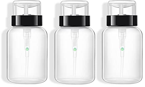 VASANA Lot de 3 flacons distributeurs de 200 ml à pompe verrouillable pour dissolvant de vernis à ongles et liquides démaquillants
