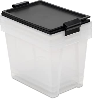 TATAY 3er-Set, Aufbewahrungsboxen, Kapazität 15L,mit Griffen, Deckel aus 100 Prozent recycelten Materialien, Transparent, BPA-frei, Schwarz