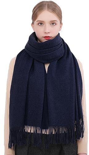 RIIQIICHY Damen Schal Dunkblau Marine Stola Festlich für Abendkleid Pashmina Schals Tücher für Frauen Hochzeit Schultertuch Frühling Winter Schal Warme Kuschelig