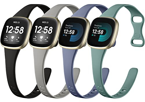Oielai 4 Stück Kompatibel mit Fitbit Versa 4 Armband/Fitbit Versa 3 Armband/Fitbit Sense Armband/Fitbit Sense 2 Armband Damen Herren, Schlank Silikon Sport Ersatzband für Versa 4/3 Sense 2/1, Klein