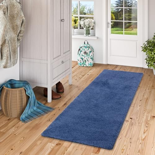 Snapstyle Hochflor Langflor Shaggy Läufer Teppich Palace Dunkelblau in 9 Größen