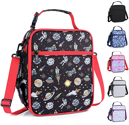 hombrima Isolierte Lunchbox-Tasche für Kinder, Thermo-Picknick-Kühltasche mit verstellbarem Riemen, für Erwachsene, Kinder, Damen, Herren, Jungen, Mädchen, Schule, Arbeit (Planet)