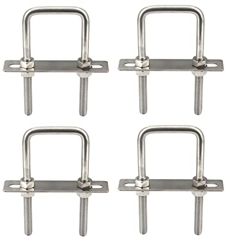 Bulloni a U quadrati in acciaio inossidabile 304 con dadi esagonali, piastra telaio, rondelle rotonde, M6 x 30 x 55 mm, Medium