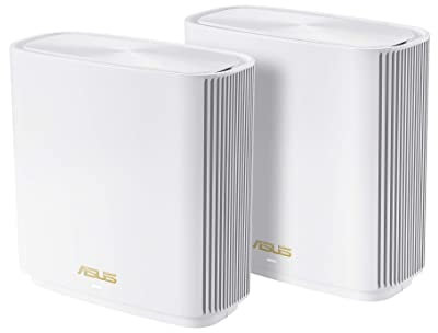 ASUS ZenWiFi XT9 AX7800 Tri-Band WiFi6 Mesh WiFiSystem (2Pack), 802.11ax, up to 5700 sq ft & 6+ Rooms, AiMesh, Lifetime Free Internet Security, Parental Controls, 2.5G WAN Port, UNII 4, White