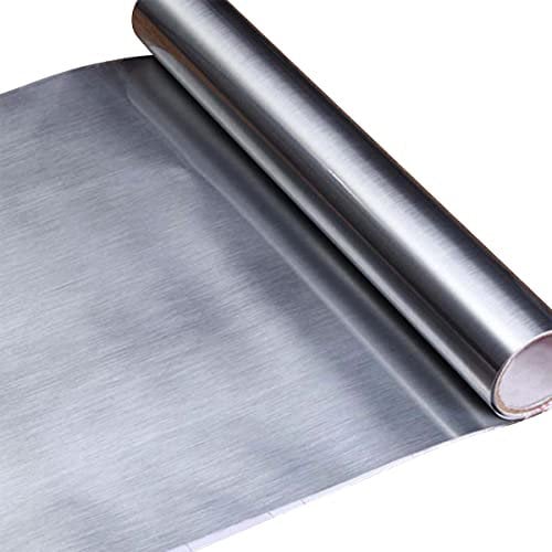 Cozylkx Metallic Edelstahlfolie, 40 cm x 1000 cm, Selbstklebend Gebürstet Küchen Vinylfolie Für Schränke, Arbeitsplatten, Elektrische Möbel