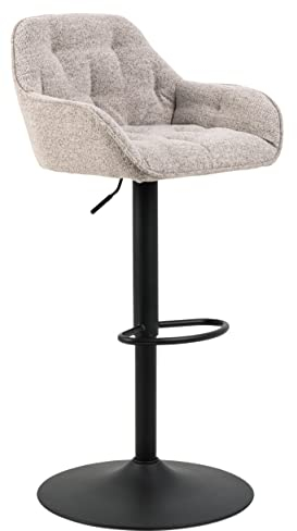 AC Design Furniture Bentley Lounge Barhocker 2er Set, Beige Barhocker mit Rückenlehne und Armlehnen, Gepolsterte Barhocker mit Schwarzer Trompetenbasis, Hochstühle für die Hausbar, Esszimmermöbel