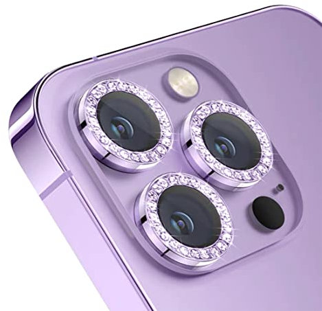 Caméra Arrière Protecteur pour iPhone 13 Pro/13 Pro Max Protecteur Photo, Verre Trempé + Alliage D'aluminium Camera Lens Protecteur,Anti-rayures ultra-clair Protection Objectif Caméra Arrière - Violet
